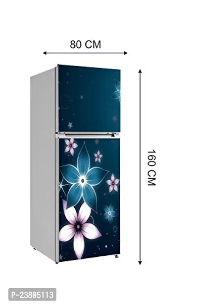 Psychedelic Collection Vinly Colourful Flower with Blue BackgroundDecorative Extra Large PVC Vinyl Fridge Sticker (Multicolor, 60 cm X 160 cm)_PCFS70_WP-thumb5