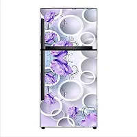 Psychedelic Collection Decorative 3D Flower and Round Circle with Purple Shade BeautifulExtra Large Abstract Wall Fridge Sticker (PVC Vinyl, Multicolor, 60 cm X 160 cm)-thumb2