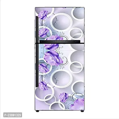 Psychedelic Collection Decorative 3D Flower and Round Circle with Purple Shade BeautifulExtra Large Abstract Wall Fridge Sticker (PVC Vinyl, Multicolor, 60 cm X 160 cm)-thumb3