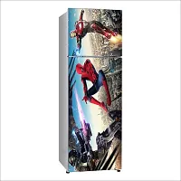 Trendy Decorative Iron Man Vulture And Spiderman Fridge Double Single Door Decorative Sticker (Pvc Vinyl, Multicolor, 60 Cm X 160 Cm) Fd739New-thumb1