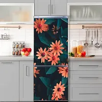 Psychedelic Collection Beautiful Orange Colour Flower with Leaves Decorative Fridge Decor Sticker for Kitchen (PVC Vinyl Multicolor)-thumb4