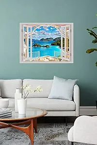 Psychedelic Collection Beautiful Beach Window Illusion Wall Sticker (PVC Vinyl, Multicolour, Wall Covering 61 cm X 46 cm)_PCWI01_PCWI96-thumb2