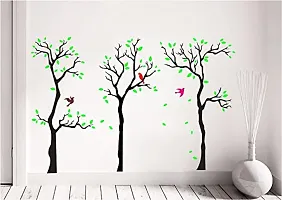 Psychedelic Collection Beautiful Tree with Birds Decorative PVC Vinyl Wall Sticker (Multicolor, 71 cm X 109 cm)-thumb3