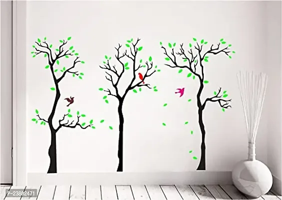 Psychedelic Collection Beautiful Tree with Birds Decorative PVC Vinyl Wall Sticker (Multicolor, 71 cm X 109 cm)-thumb4