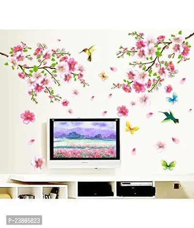 Psychedelic Collection Flowers Branch' Wall Sticker (PVC Vinyl, 60 cm x 90 cm),Multicolor-thumb0