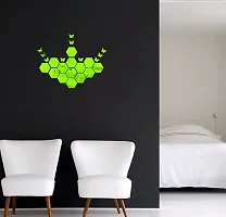 Psychedelic Collection Beautiful hexagone and Butterflies Green Acrylic Sticker Hexagon Mirror, Hexagon Mirror Wall Stickers, Mirror Stickers for Wall Large Size, Sticker Mirror-thumb1