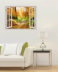 Psychedelic Collection Beautiful Colorful Forest Window Illusion Wall Sticker (PVC Vinyl, Multicolour, Wall Covering 61 cm X 46 cm)_PCWI01_PCWI67-thumb1