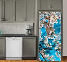 Psychedelic Collection White Flowers leavesDecorative Extra Large PVC Vinyl Fridge Sticker (Multicolor, 60 cm X 160 cm)-thumb3