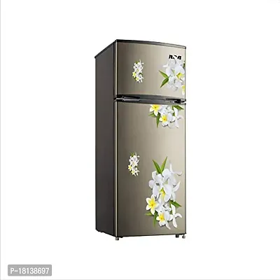 Trendy White Jasmine Flowers Vinyl Fridge Decorative Adhesive Wall Sticker Large Double Single Door Decorative Fridge Sticker (Pvc Vinyl, Multicolor, 60 Cm X 160 Cm)