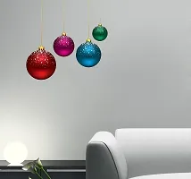 Trendy Hanging Christmas Lamps Pvc Vinyl Self Adhesive Wall Sticker (Ideal Size On Wall- 60 Cm X 62 Cm, Multicolour)-thumb3