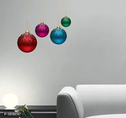Trendy Hanging Christmas Lamps Pvc Vinyl Self Adhesive Wall Sticker (Ideal Size On Wall- 60 Cm X 62 Cm, Multicolour)-thumb4