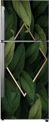 Psychedelic Collection Abstract Decorative 3D Leaves with Dark Background Extra lardge Fridge Sticker for Fridge Decor (PVC Vinyl Multicolor)-thumb1