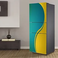 Psychedelic Collection Decorative Beautiful Color Gradient Yellow and SkyBlue Fridge Double Single Door Decorative Sticker (PVC Vinyl, Multicolor, 60 cm X 160 cm) FD638_New-thumb4