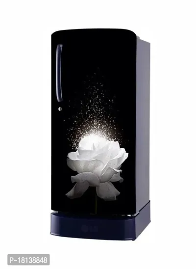 Trendy Abstract Design White Flower Fridge Wrap Decorative Sticker (120 Cmx60Cm)