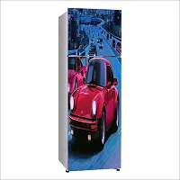 Psychedelic Collection Colorful Ferrari car Beside 80s vibesDecorative Extra Large PVC Vinyl Fridge Sticker (Multicolor, 60 cm X 160 cm)-thumb1