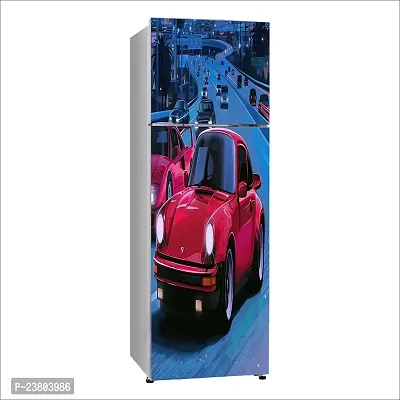 Psychedelic Collection Colorful Ferrari car Beside 80s vibesDecorative Extra Large PVC Vinyl Fridge Sticker (Multicolor, 60 cm X 160 cm)-thumb2