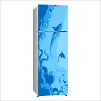 Trendy Octopus Shark Ocean Minimalism Blue Largedecorative Extra Large Pvc Vinyl Fridge Sticker (Multicolor, 60 Cm X 160 Cm)-thumb1