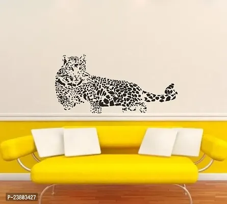 Psychedelic Collection Home D?cor Sitting Leopard Medium PVC Vinyl Decorative PVC Vinyl Wall Sticker (Multicolor, 107 cm X 52 cm)-thumb2