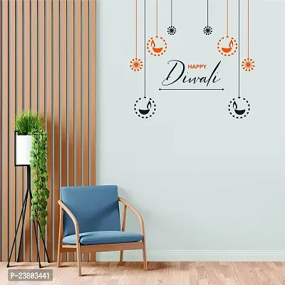 Psychedelic Collection Happy Diwali Decorative PVC Vinyl Wall Sticker (Multicolor, 46 cm X 48 cm)-thumb3