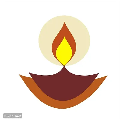 Pshychedelic Collection Diwali Special - Decorative Diya Wall Sticker Size - 38 cm x 38 cm