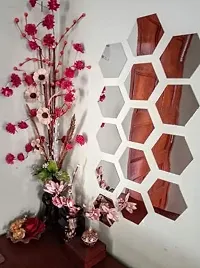 Psychedelic Collection 22 Hexagon Silver 3D Decorative Hexagon Mirror Wall Stickers, 3D Mirror Wall Stickers, Mirror Wall Stickers for Hall Room, Home  Offices.-thumb3