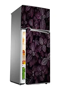 Psychedelic Collection Purple Leaf with Bold Black ColorDecorative Extra Large PVC Vinyl Fridge Sticker (Multicolor, 60 cm X 160 cm)_PCFS206_WP-thumb2