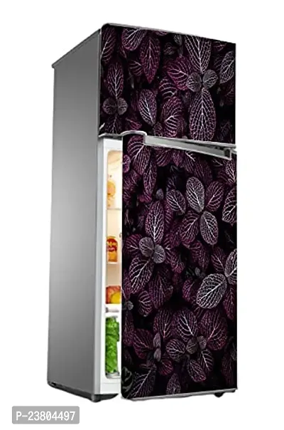 Psychedelic Collection Purple Leaf with Bold Black ColorDecorative Extra Large PVC Vinyl Fridge Sticker (Multicolor, 60 cm X 160 cm)_PCFS206_WP-thumb3