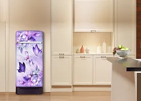 Trendy Beautifull Flower With Butterfly Decorative Fridge Sticker(Multicolor Vinyl 120X60)-thumb3