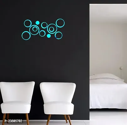 Psychedelic Collection Blue Acrylic Rings Mirror Wall Sticker Hexagon Mirror, Hexagon Mirror Wall Stickers, Mirror Stickers for Wall Large Size, Sticker Mirror