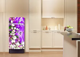 Trendy Beautifull White Flower With Butterfly Decorative Fridge Sticker(Multicolor Vinyl 120X60)-thumb3