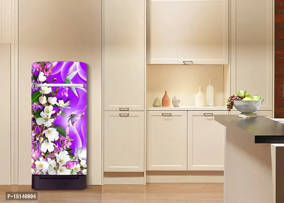 Trendy Beautifull White Flower With Butterfly Decorative Fridge Sticker(Multicolor Vinyl 120X60)-thumb4