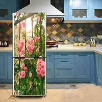 Psychedelic Collection Pink Garden rosesDecorative Extra Large PVC Vinyl Fridge Sticker (Multicolor, 60 cm X 160 cm)-thumb3