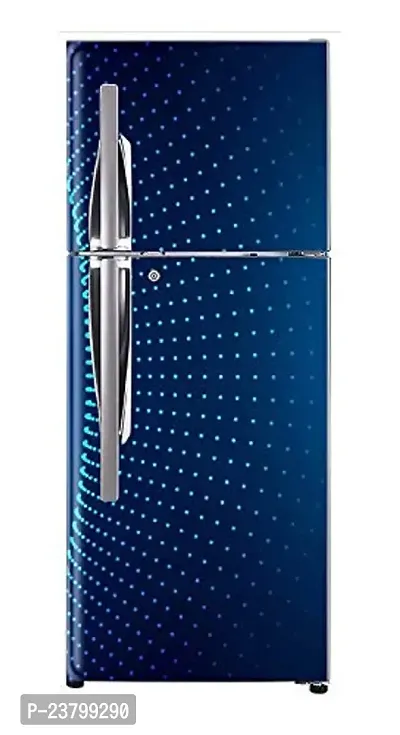 Psychedelic Collection Decorative Beautiful 3D Sky Blue dots Design with Dark Blue Background Extra Large Fridge Sticker (PVC Vinyl Covering Area 61cm X 160cm)-thumb2