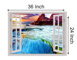 Psychedelic Collection Beautiful Natural Water Fall Window Illution Wall Sticker (PVC Vinyl, Multicolour, Wall Covering 92 cm X 61 cm)_PCWI02-thumb4