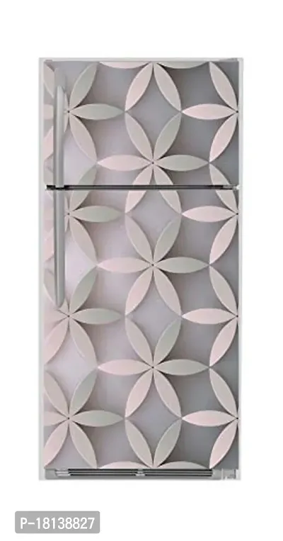 Trendy White Flowers Leaves Full Fridge Cover Decorative Extra Large Pvc Vinyl Fridge Sticker (Multicolor, 60 Cm X 160 Cm)Fd102Wp