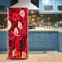 Psychedelic Collection Decorative red Creative Arts Cut Flowers Painting Flower Arranging Fridge Double Single Door Decorative Sticker (PVC Vinyl, Multicolor, 60 cm X 160 cm) FD862_New-thumb3