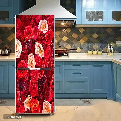 Psychedelic Collection Decorative red Creative Arts Cut Flowers Painting Flower Arranging Fridge Double Single Door Decorative Sticker (PVC Vinyl, Multicolor, 60 cm X 160 cm) FD862_New-thumb4