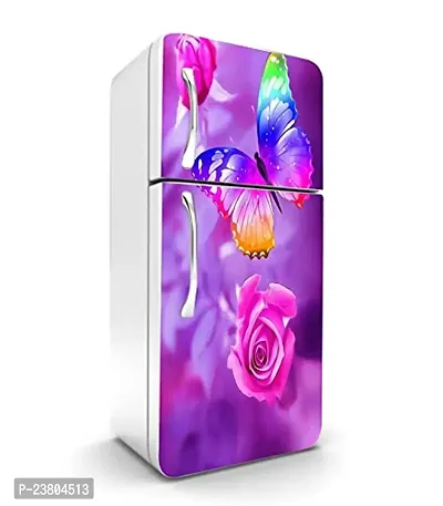 Psychedelic Collection Beatiful Flower with Butterfly Decorative Extra Large PVC Vinyl Fridge Sticker (Multicolor, 60 cm X 160 cm)_PCFS299_WP