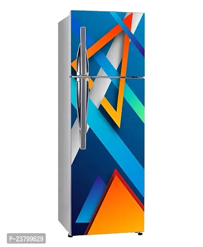 Psychedelic Collection Decorative Abstract Multicolor Square, Rectangular, and Lines Shape Stylish Design Wallpaper Sticker for Fridge Decor 60 cm X 160 cm-thumb0