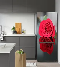 Psychedelic Collection Two red Rose with Blur Background Decorative Extra Large PVC Vinyl Fridge Sticker (Multicolor, 60 cm X 160 cm)-thumb1