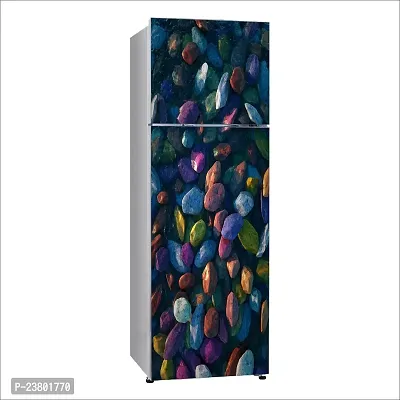 Psychedelic Collection Decorative Rock Art Purple Paint Painting Fridge Double Single Door Decorative Sticker (PVC Vinyl, Multicolor, 60 cm X 160 cm) FD879_New-thumb2