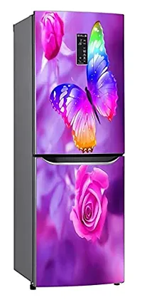 Psychedelic Collection Beatiful Flower with Butterfly Decorative Extra Large PVC Vinyl Fridge Sticker (Multicolor, 60 cm X 160 cm)_PCFS299_WP-thumb1