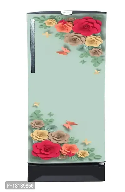 Trendy Decorative Botanical Floral Abstract Fridge Wrapping Sticker (Multicolor Pvc Vinyl 120X60)-thumb2