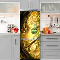 Psychedelic Collection Decorative Abstract 3D Golden Beautiful Design Extra lardge Fridge Sticker for Fridge Decor (PVC Vinyl, Multicolor, 60 cm X 160 cm)-thumb4