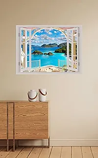 Psychedelic Collection Beautiful Beach Window Illusion Wall Sticker (PVC Vinyl, Multicolour, Wall Covering 61 cm X 46 cm)_PCWI01_PCWI96-thumb1