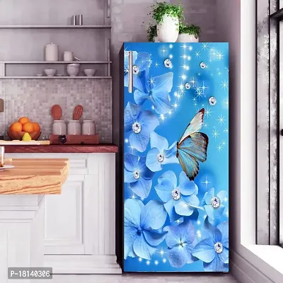 Trendy Abstract Design Coloufull Flower With Butterfly Decorative Fridge Sticker(Multicolor Vinyl 120X60)-thumb3