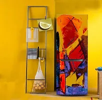 Psychedelic Collection Decorative Texture Paints Abstraction Yellow Watercolor Painting Fridge Double Single Door Decorative Sticker (PVC Vinyl, Multicolor, 60 cm X 160 cm) FD853_New-thumb4