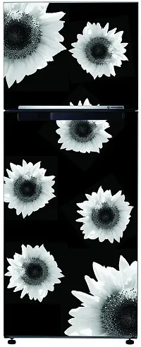 Psychedelic Collection Decorative Abstract White mogra Flowers with Black Background Extra lardge Fridge Sticker for Fridge Decor (PVC Vinyl Multicolor)-thumb2