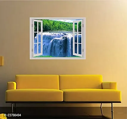 Psychedelic Collection Beautiful Natural Water Fall Window Illution Wall Sticker (PVC Vinyl, Multicolour, Wall Covering 61 cm X 46 cm)_PCWI22-thumb4