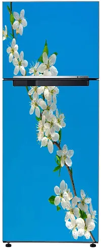 Psychedelic Collection Decorative Abstract Multicolor Blossom White Flower Leaves with Blue Sky Wallpaper Sticker for Fridge Decor 60 cm X 160 cm-thumb2